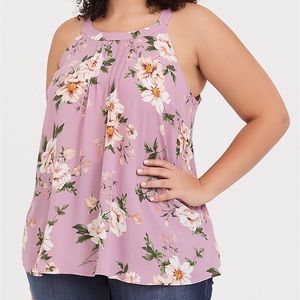 Light lavender purple floral goddess tank